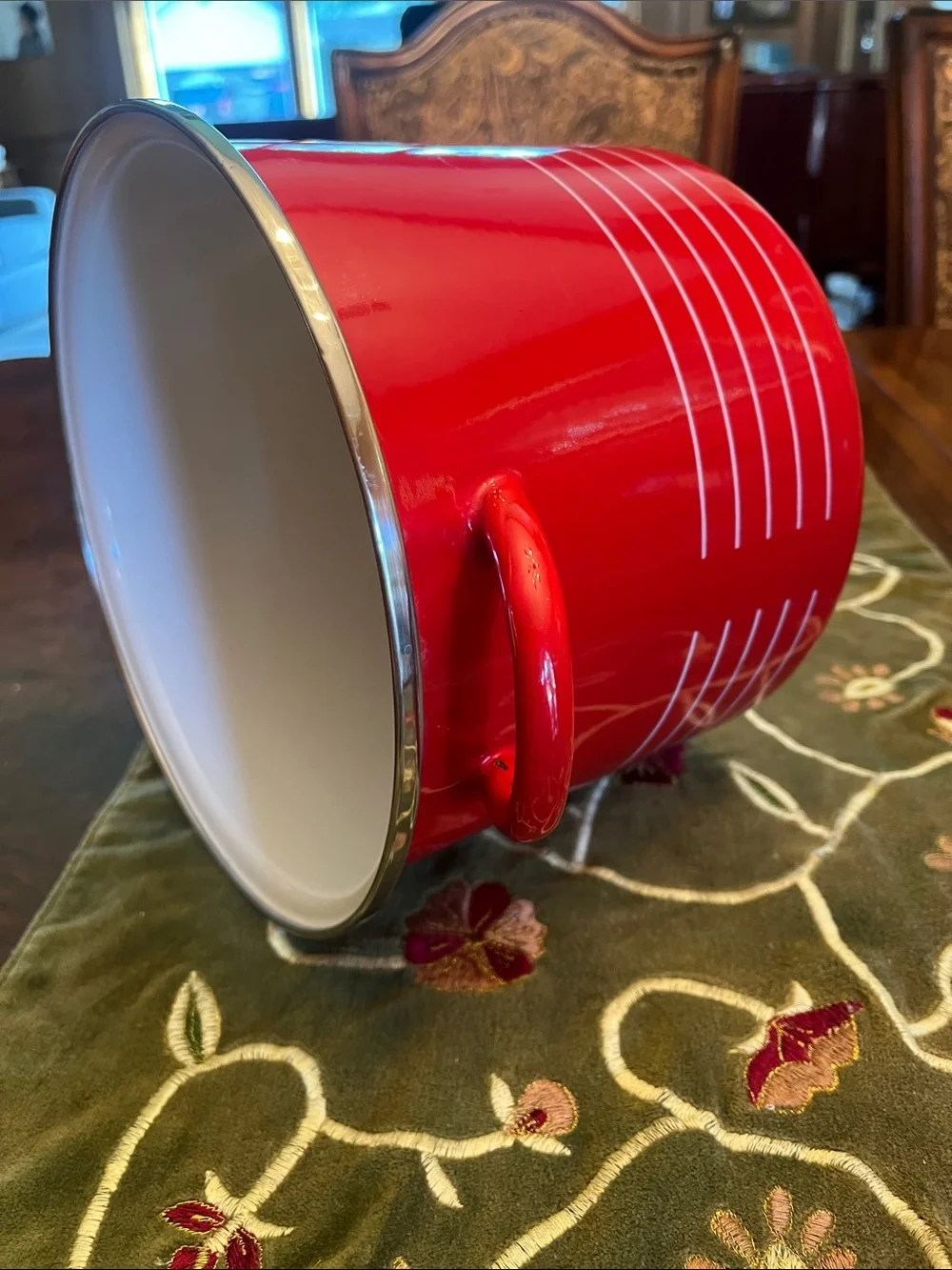 Sam Lebowitz Design for copco Red Enamel Stockpot with White Stripe Accent